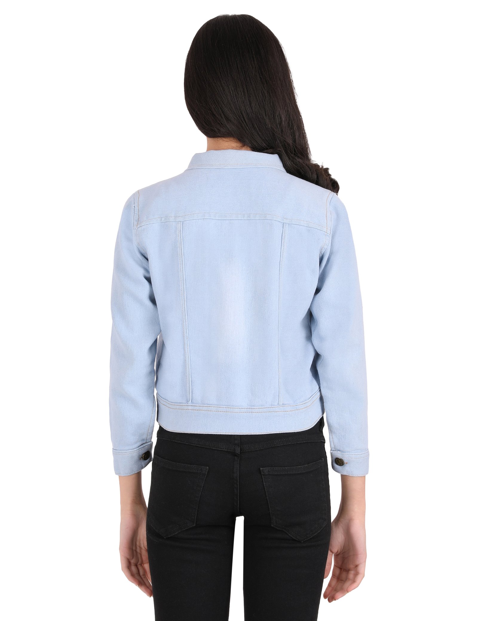 Women's Light Blue Cropped Denim Jacket